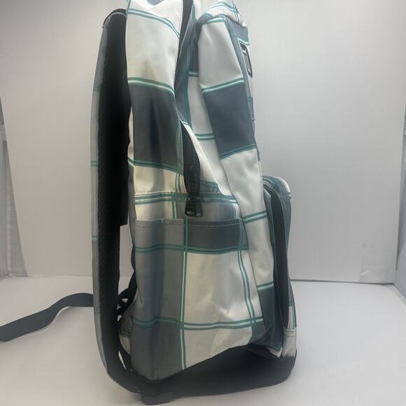 FUL Backpack w Padded Laptop Cushion Sleeve Pockets Green & Gray Plaid - NEW - Picture 3 of 10